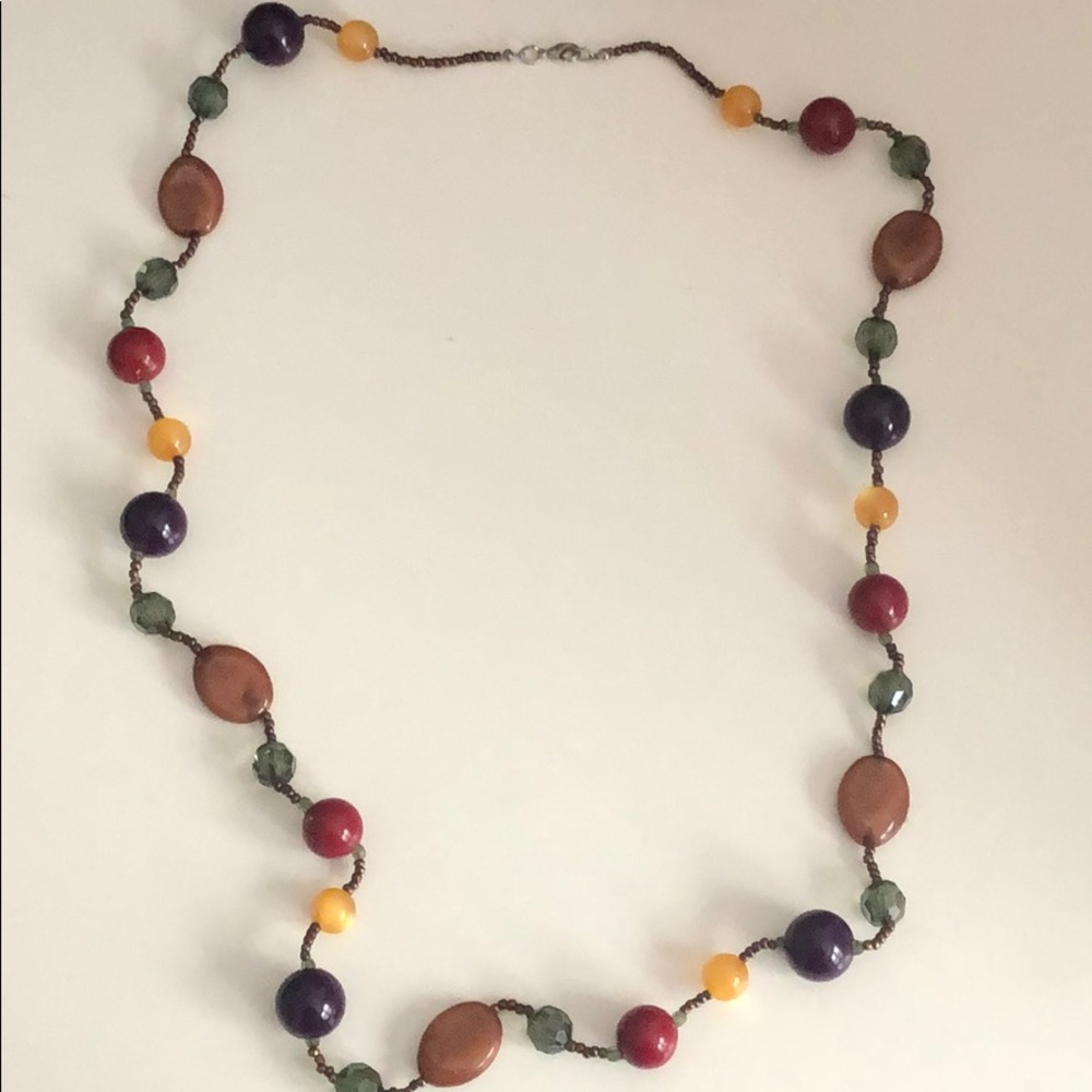 Long colorful beaded necklace